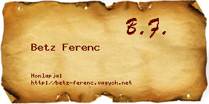 Betz Ferenc névjegykártya